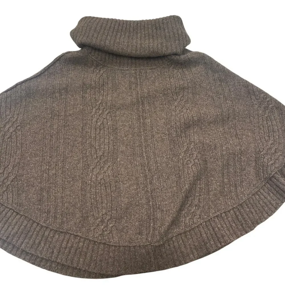 AllSaints Brown Knit Poncho Button Detail Size 2 Wool Blend